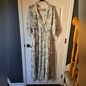 Baltic Born Green and White Floral Maxi Dress